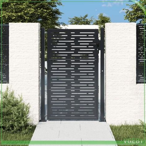 Portail de jardin - Conception de carré - Anthracite - Acier galvanisé revêtement poudre - 105 x 130 cm (1/5)