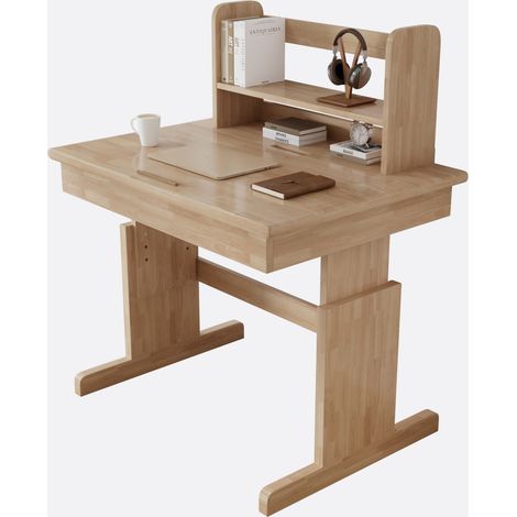Escritorio infantil ajustable en altura de madera natural con tablero abatible y atril