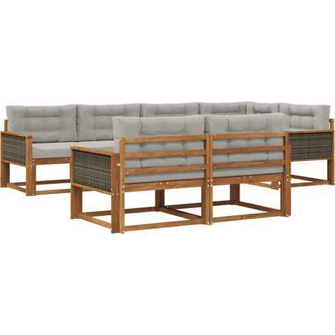 Outdoor Sofa Set 8 pcs Natural and Light grey vidaXL (1/5)