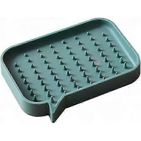 Grüner Silikon-Seifenhalter, Wandabtropfgestell für Dusche und Badezimmer, Seifen- und Schwammhalter mit automatischer Entwässerung (1 Stück) (1/4)