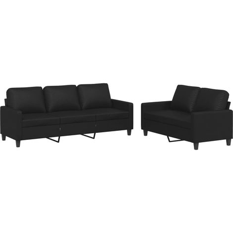 Maison Exclusive - Set di Divani 2 pz con Cuscini Nero in Similpelle