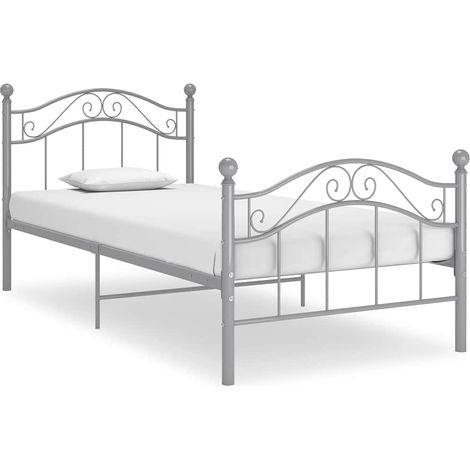 Maison Exclusive - Cadre de lit sans matelas gris métal 90x200 cm (1/5)