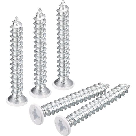 ST4x30mm Blanc Vis Autotaraudeuse, 25pcs Plat Tête Phillips Bois Vis pour Travail Bois (1/5)