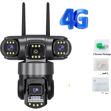 Caméra, Résolution 6K, Vision Multi-Angle, 4G Ajouter une carte de 256 Go, Prise EU-a (1/2)