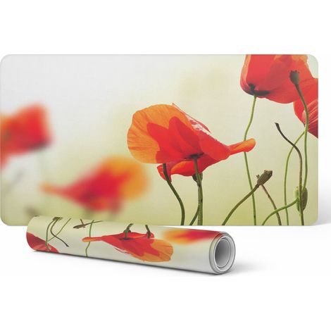 Alfombrilla de escritorio de vinilo con un elegante estampado de flores al viento, 100 x 50 cm.