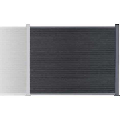 Kit d'extension clôture composite effet bois 2m PRIEL H.150 cm sur platine gris (1/3)