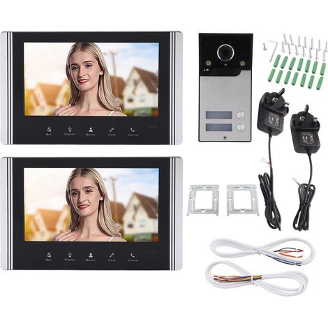 Kit Sonnette Vidéo Interphone 7 Pouces Écran LCD TFT 120° Grand Angle pour Maison Appartement AC100-240V (1/5)