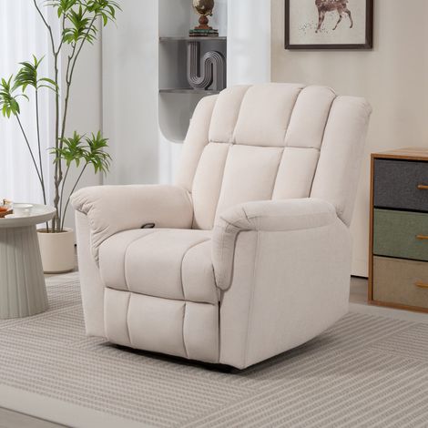 Sillón reclinable eléctrico con masaje y calefacción, respaldo ajustable manualmente, 85x91x104cm, beige