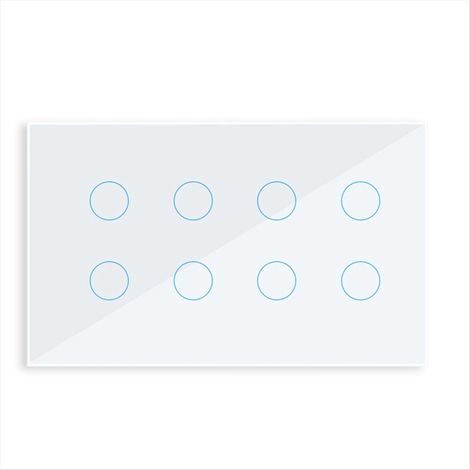 Interrupteur mural tactile intelligent Wi-Fi, panneau en verre, 8 boutons, compatible avec Tuya Life avec Alexa et Google Home, blanc.