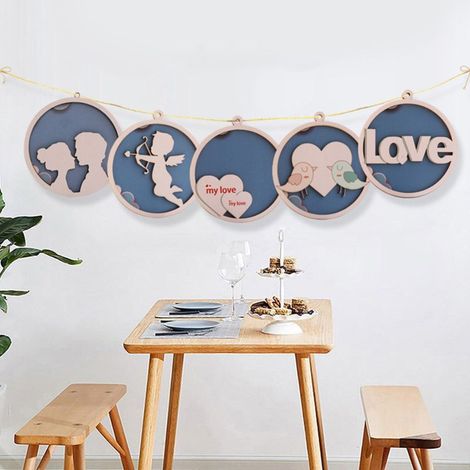 cm große Wanddekoration aus Holz zum Valentinstag, ideal für Wohnzimmer, Esszimmer und Hotels. Perfekt für Valentinstag, Geburtstage und zur Dekoration von Wohnzimmern oder Hotels. (1/5)