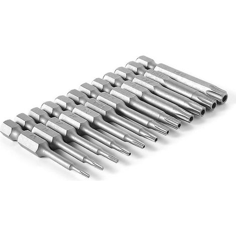 Lot de 12 embouts de tournevis Torx creux à tige hexagonale de 6,35 mm (1/4") pour outils à main (1/4)
