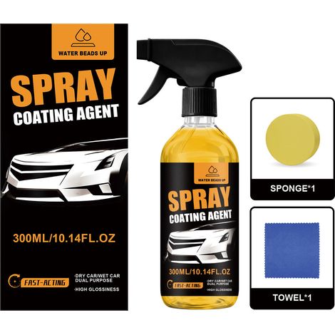 Lackversiegelungs-Sprühset für Autos, geeignet für Nass- und Trockenanwendung, Sprays zur Entfernung von Wasserflecken, Rückständen und zur punktuellen Reinigung von Keramikoberflächen – 300 ml + 1 Sc (1/5)