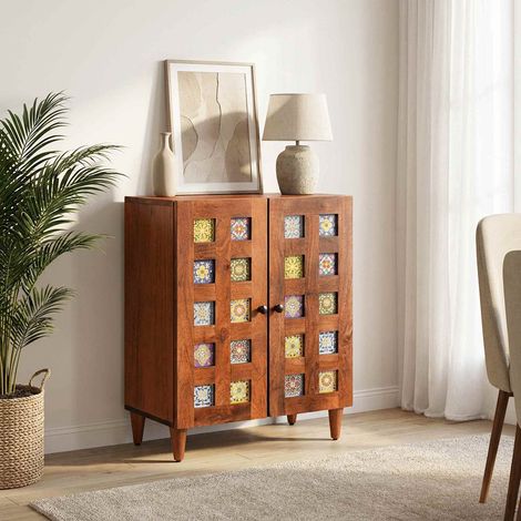 vidaXL Credenza Noce 60 x 33 x 75 cm Legno di mango massello