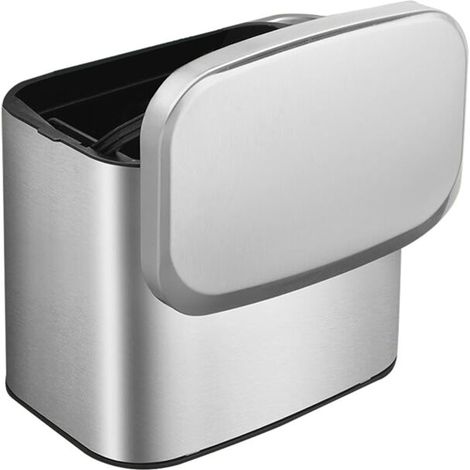 Poubelle à compost suspendue en acier inoxydable de 1,05 gallon, fixée au mur, avec couvercle, pour porte d'armoire de cuisine ou évier (1/4)