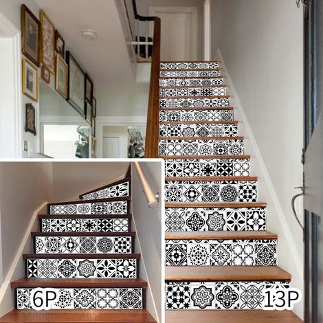 18x100cmx13Pcs Stickers adhésifs escalier carrelages Sticker Autocollant contremarche Carreaux de Ciment – Stickers contremarche carrelages (1/5)