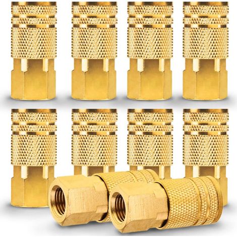 Accoppiatore aria femmina - Kit presa accoppiatore aria a collegamento rapido con filettatura NPT da 1/4 di pollice - 10 pezzi, kit accessori per utensili pneumatici, kit accessori compressore d'aria (1/5)