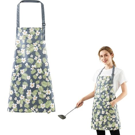 Réglable Floral Tablier Cuisine Tablier Barbecue Imperméable avec Poche de Grande Capacité Pour Cuisiner Faire du Barbecue Coiffer Nettoyer Jardiner Faire de la Poterie Peindre et Cuire au four Bleu (1/5)