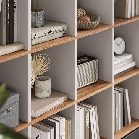 Meuble de rangement cube Karree, Chêne blanc/force de l'or, 138.5x142.5cm, Vicco