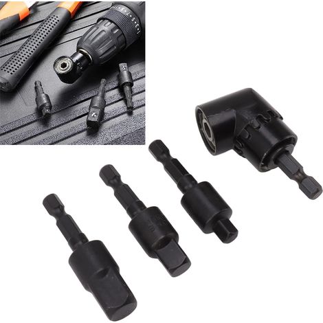 Adaptateur de prise à percussion avec adaptateur de foret hexagonal rotatif à 360 degrés et embout de tournevis à angle de 105 degrés (1/5)