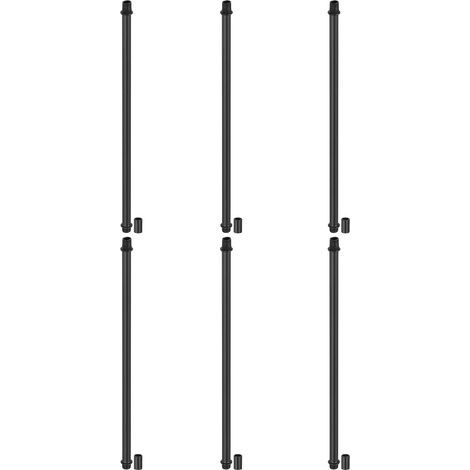 Kit De De Lampe Droites, 6 Ensembles M10 En Acier Au Carbone 300mm (11.81") De Longueur Avec Écrous De Raccordement Et Manchon De Connexion Pour Lampes De Table Et Lustres, Noir (1/5)