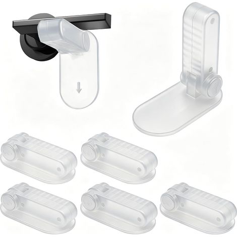 CCYKXA 6-teiliges Kindersicherungs-Türschloss-Set, selbstklebendes Türgriffschloss mit Hebelmechanismus, klappbares Kindersicherungs-Türgriffschloss, transparent (1/5)