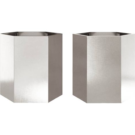 Vaso per fioriera aiuola rialzata piante fiori giardino terrazze set da 2 esagoni 46 x 40 x 45 cm acciaio inox argento 020039077