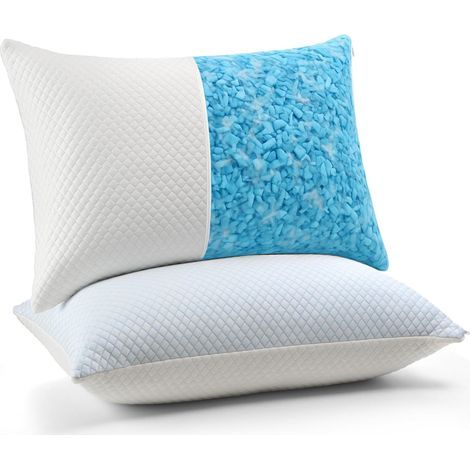 Oreiller rafraîchissant 40x60CM Lot de 2, Oreiller en Mousse à mémoire de Forme Double Face, Oreiller rafraîchissant Froid/Chaud Amovible, Bleu l'été/Automne, Blanc Le Printemps, Oeko-Tex (1/5)