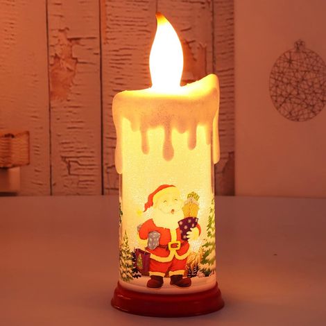 Candela LED senza fiamma, candela natalizia con fiamma simulata, candela a batteria di Babbo Natale e pupazzo di neve per matrimoni, Halloween, Natale e Capodanno – Babbo Natale B (1/5)