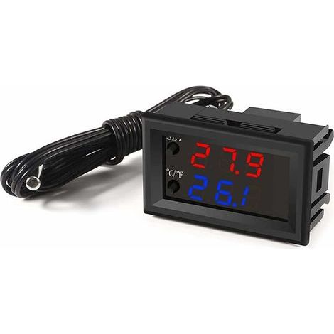 Programmierbarer 12-V-DC-Temperaturregler (-50–110 °C), rot/blaue LED-Anzeige, Heiz-/Kühlthermostat-Steuermodul mit wasserdichtem 10-kΩ-NTC-Sensor (1/5)