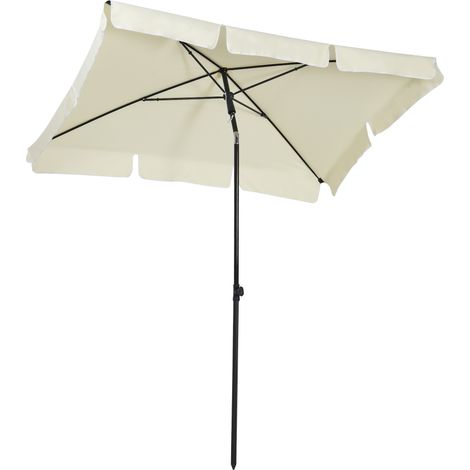 Easycomfort Ombrellone da Giardino Rettangolare 2x1.3 m con Inclinazione Regolabile e Palo in Alluminio, Beige e Nero (1/5)
