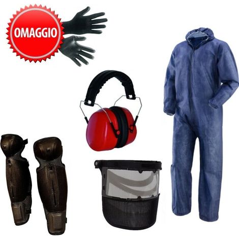 Kit protezione decespugliatore tuta PLP taglia XXL visiera protezione viso gambali e cuffie