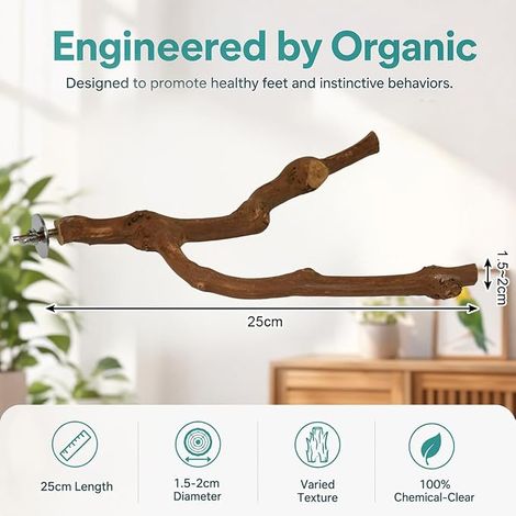 Wood Perches + Rattan Balls Chew Toys for Birds Cage Accessories for Parakeets, Cockatiels, Parrots (1/4)