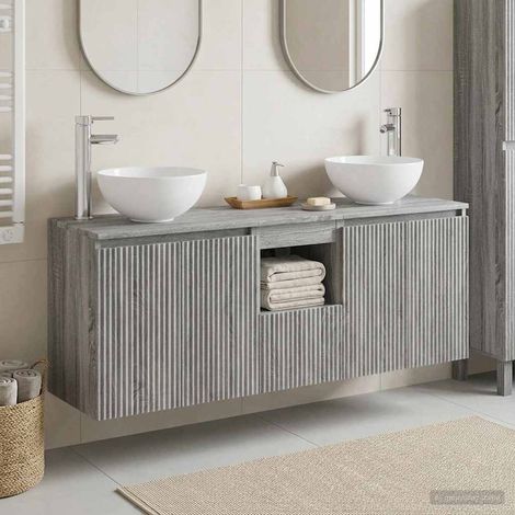 vidaXL Bathroom Cabinet Set 3 pcs Grey Sonoma 129 x 41 x 80 cm (1/5)