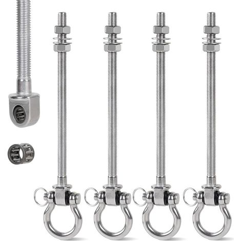 4 Pièces Crochets Balancoire M10 en INOX 304 avec Roulement à Aiguilles, Crochet Plafond avec Filetage de 175 mm pour Balançoire, Yoga (Intérieur/Extérieur) (1/5)