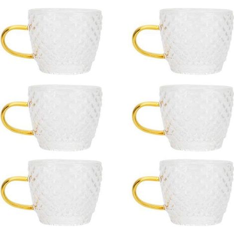 6 pièces tasses en verre, tasse à thé résistante à la chaleur avec poignée, tasses à café en verre transparent (1/4)