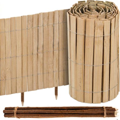 300x20 Flexible Beeteinfassung Bambus - Rollborder Rasenkante Holz Beetumrandung (1/5)