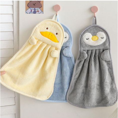Lot de 3 serviettes suspendues absorbantes, séchage rapide, épaisses double couche, linge à main mural, chiffon décoratif, cadeau adorable (1/5)
