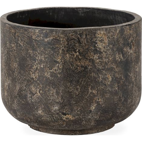 Cache pot fibres ciment noir brûlé design moderne élégant - noir brûlé effet pierre marbrée (1/2)