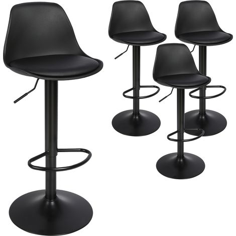 Skecten Juego de 2 Taburete de Bar, Taburetes Altos de Cocina, con Superficie de Polipiel PU, Negro (1/5)