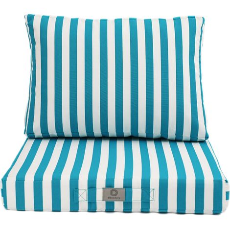 Coussins pour salon de jardin déhoussable 50x50cm Rayure turquoise
