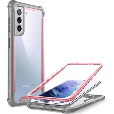 CUSTODIA PER SAMSUNG GALAXY S21+ CORNICE GRIGIA ROSA RETRO TRASPARENTE (1/5)