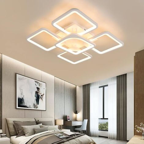 Plafonnier carré LED, Luminaire de plafond avec télécommande – 75W, 3 températures de couleur et variateur d'intensité – Idéal pour salon, chambre, cuisine, salle à manger, bureau (1/4)