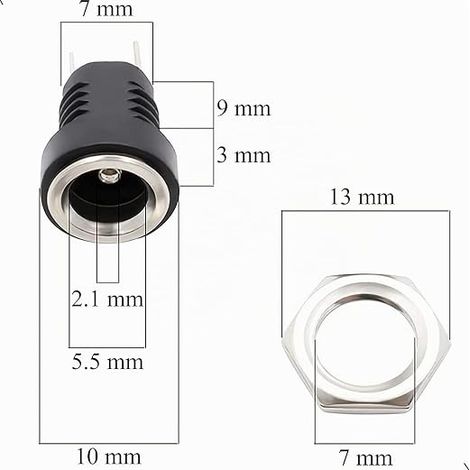 5.5 mm x 2.1 mm DC Power Supply Connector, 12 V 2 Pin 5.5 x 2.1 mm Male and Female Connector DC Pigtail Cable Video Surveillance CCTV Camera (22AWG 12V 2A (1/3)