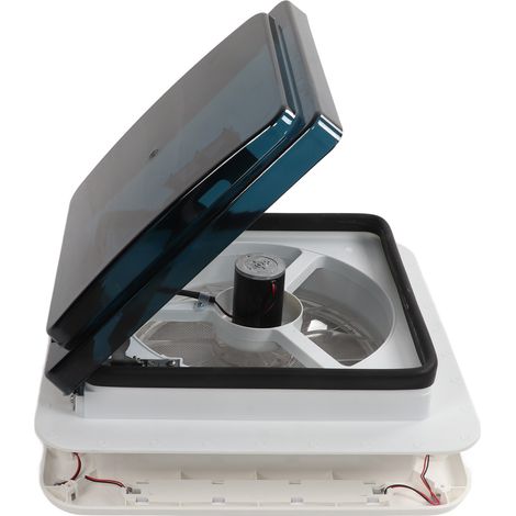 Ventilateur de toit pour camping-car, 12 V, 360 x 360 mm, 10 pales, double mode d'entrée/sortie d'air, 4 LED, pour fourgon aménagé ou caravane. (1/5)