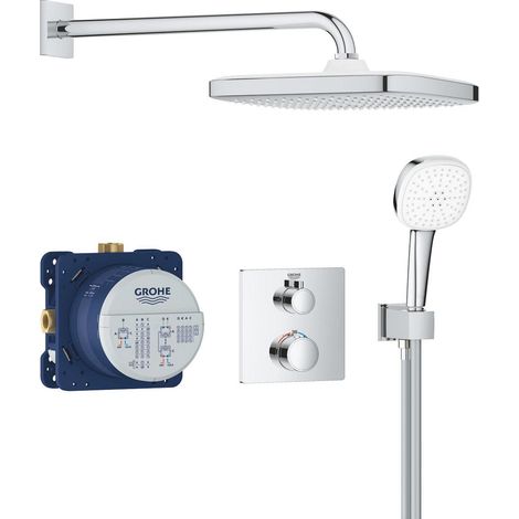 Grohe Grohtherm Conjunto empotrado con ducha mural Tempesta 250 Cube Chrome, 34871000