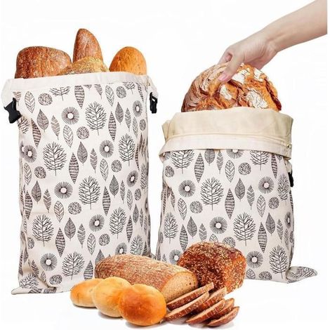 2 sacs à pain en cire d'abeille - Réutilisables - Conviennent pour le pain fait maison et autres produits de boulangerie. (1/5)