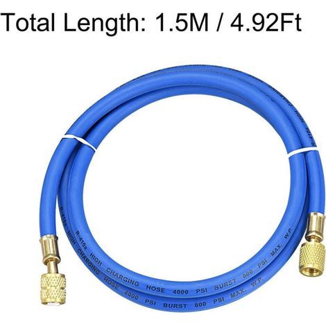 Convient aux tuyaux de charge de réfrigérant Mosiee, filetage SAE 1/4 à 5/16, tuyaux CVC de 4,92 pi et 800 psi (1/2)