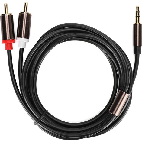 Câble Audio 3.5mm Mâle vers 2 RCA pour Enceintes Subwoofer Ordinateur Téléphone 2 mètres