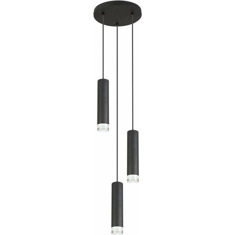 Suspension indus ronde noire 3xE27 Ø25cm Reality Ina