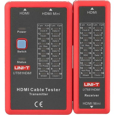Testeur de câbles de données HDMI/MiniHDMI UT681HDMI avec 20 indicateurs d'état LED (1/4)